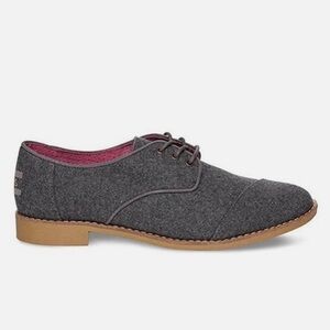 TOMS Brogues Oxford Gray Wool Lace Up Flat Shoes, 8.5